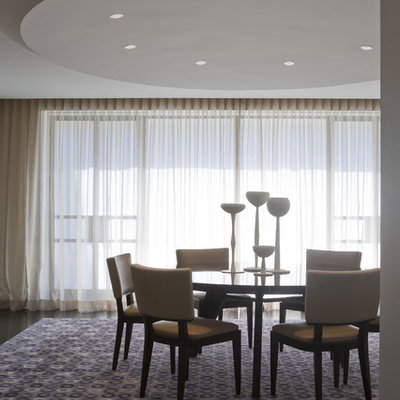 Inspiration for a contemporary dark wood floor dining room remodel in New York
