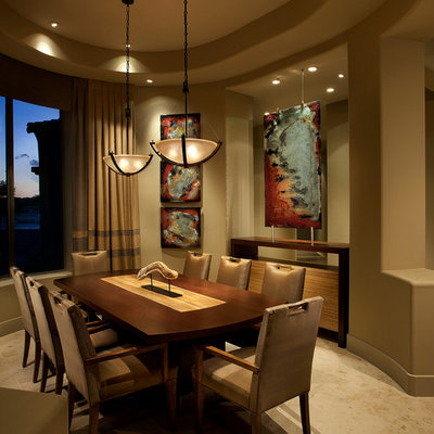 Mid-sized trendy beige floor enclosed dining room photo in Phoenix with beige walls