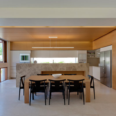 Inspiration for a contemporary beige floor great room remodel in Sydney with beige walls