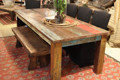 Inspiration for a large rustic kitchen/dining room combo remodel in New York