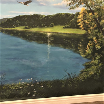 Virginia Landscape Mural, hand-painted for a dining room in McLean, Virginia.