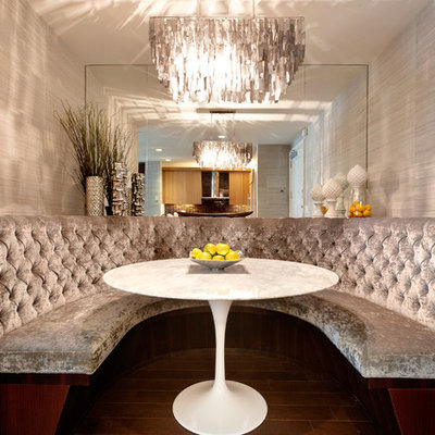Inspiration for a contemporary dark wood floor dining room remodel in New York