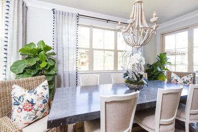 Design ideas for a coastal dining room in Orange County.