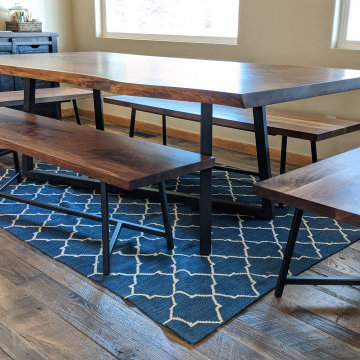 Walnut Dining Table and Benches
