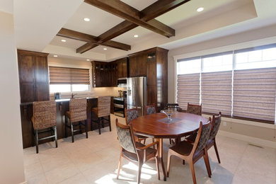 Kitchen/dining room combo - mid-sized craftsman kitchen/dining room combo idea in Calgary with beige walls