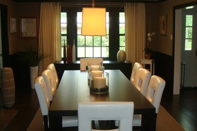 Example of a trendy kitchen/dining room combo design in New York