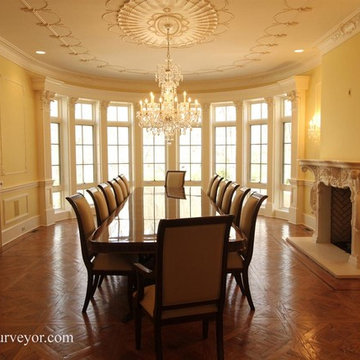 White and Buttercream Yellow Dining Room with Ornate Wag Decorated Plaster