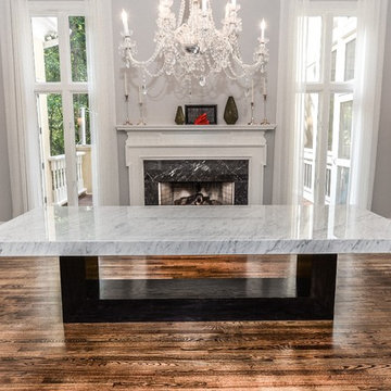 White Carrara Marble Dining Room