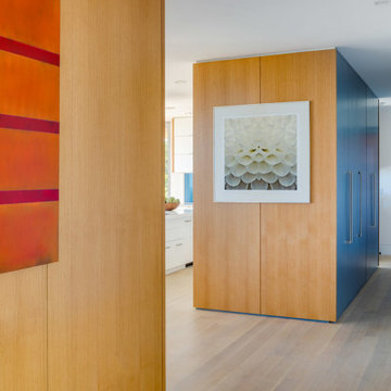 White Oak Clad Cabinetry Adds Privacy and Showcases the Owner's Art Collection