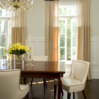Dining room - traditional dark wood floor dining room idea in Los Angeles with beige walls