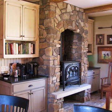 Wood Stove in Stone Alcove