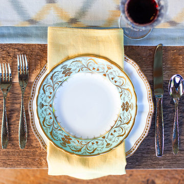 Yellow and Blue Table Setting