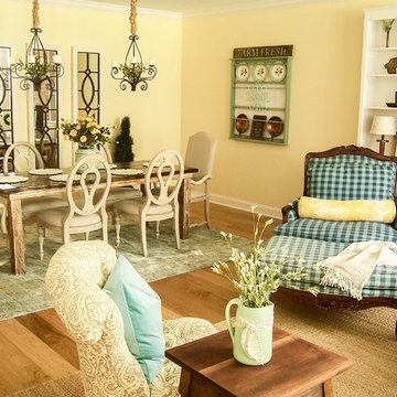 Yellow Southern Farmhouse Living  and DIning Room