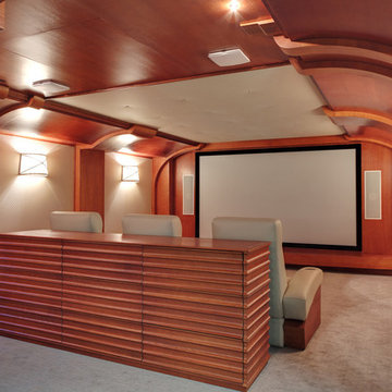 Дизайн домашнего кинотеатра в коричневом цвете