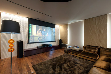 Design ideas for a contemporary home cinema in Saint Petersburg.