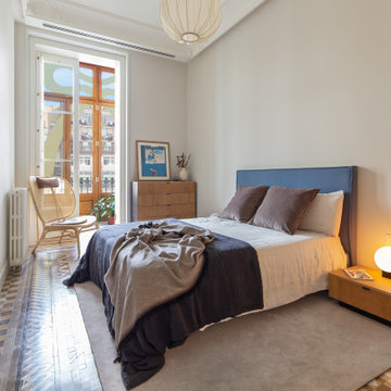 Dormitorio en apartamento en la Casa Burés de Barcelona.