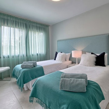 Dormitorio estilo nórdico en tonos azules