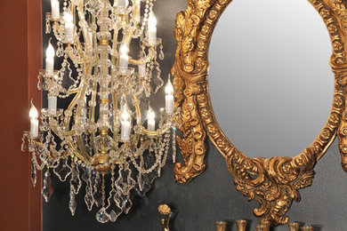 Crystal Chandelier with brass base covered with gold.