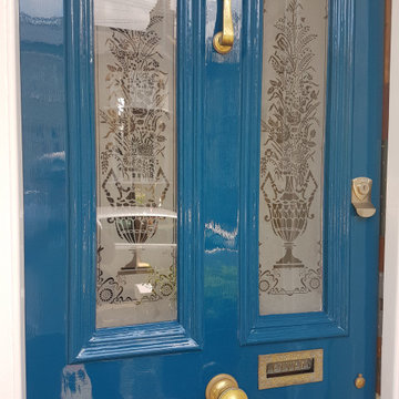 Front door and windows painting restoration in West Hill area of Putney