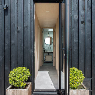 Scandinavian front door in Oxfordshire with a single front door and a glass front door.