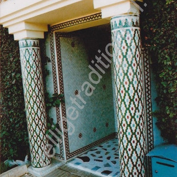 revêtement de colonnes en zellige traditionnel
