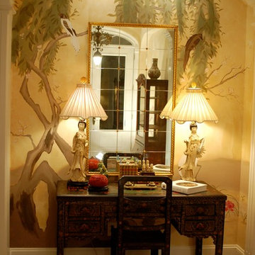18th Century Asian Mural with Faux Linen on Foyer Walls, Southern Pines