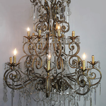 20th Century Large Macaroni Beaded French Style Chandelier with Sixteen-Light