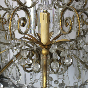 20th Century Large Macaroni Beaded French Style Chandelier with Sixteen-Light