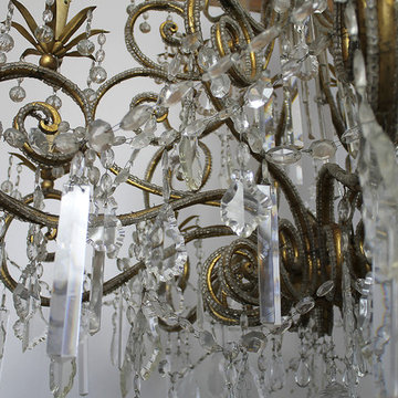 20th Century Large Macaroni Beaded French Style Chandelier with Sixteen-Light
