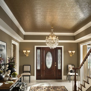 A Grand Foyer with Gold Metallaire Ceiling Tiles