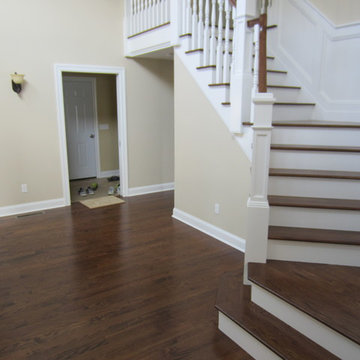 Aquebogue new construction - 3 1/4" Red Oak installed / stained Special Walnut