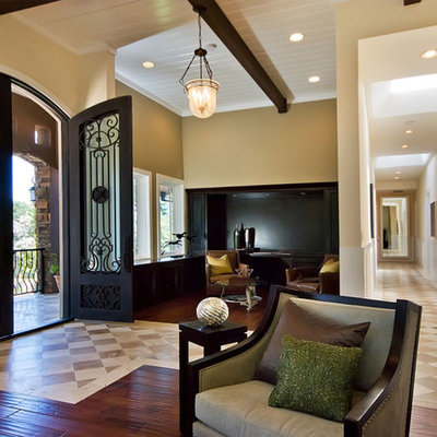 Large trendy beige floor foyer photo in San Francisco with beige walls
