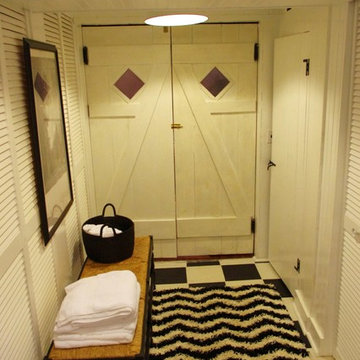 Before and After, 1930's "dungeon" basement laundry transformed to bath