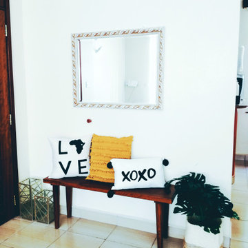 Before & After: A small entryway goes glam with just an entryway bench.