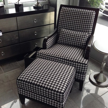 black & white chair & ottoman