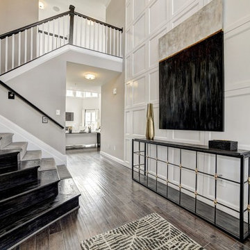 Black, White & Gold Open Concept Living Room