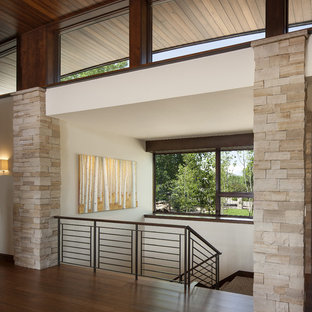 Moderner Eingang mit Foyer und Bambusparkett in Denver