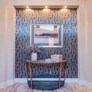 Mid-sized trendy light wood floor foyer photo in Salt Lake City with beige walls