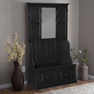 Chelsea Home Furniture 8 Hooks John Hall Tree with Mirror in Black