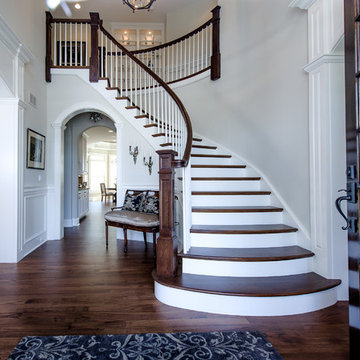 Circular Staircase with Wood Railings