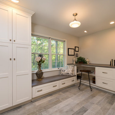 Mudroom - mid-sized cottage porcelain tile mudroom idea in Boston