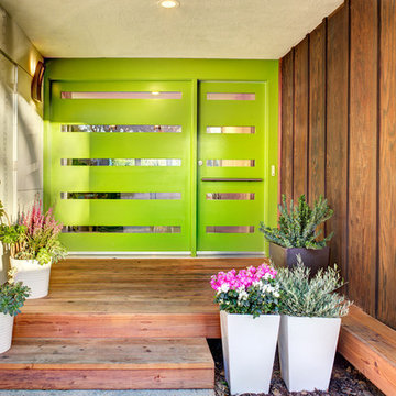 Colorful 5-lite Entry Door with Extended Sidelite