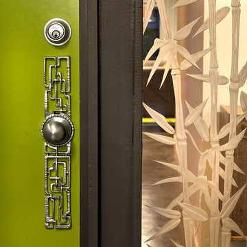 Colorful Door and Sidelite with Custom Etchings