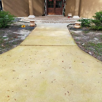 Concrete staining -front porch and sidewalks Before Photo