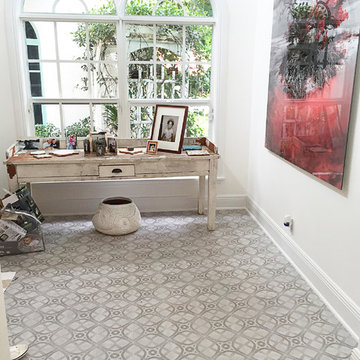 Contemporary Entry way with cement look tile