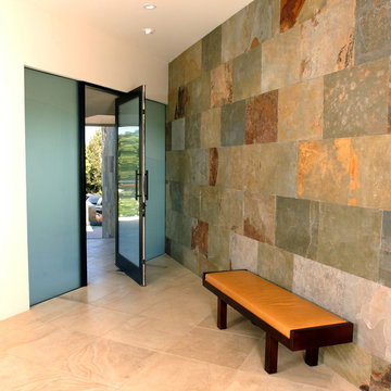 Contemporary Entry with Tile Wall