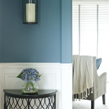 Contemporary Entryway with Nearly Natural Blooming Hydrangea