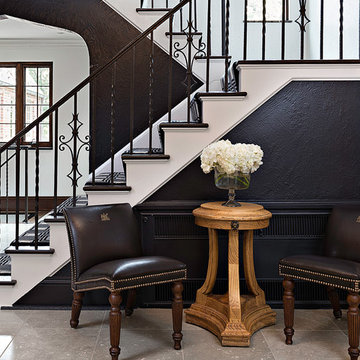 Contemporary Foyer in Black and White