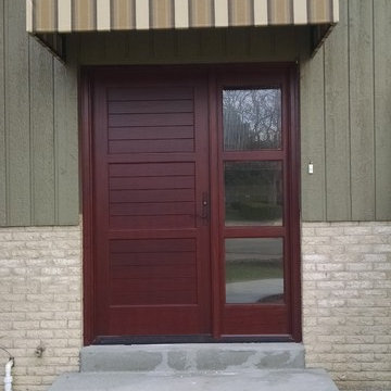 Contemporary Solid Wood Front Entry Door with Sidelite