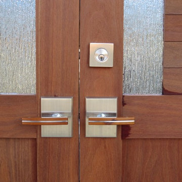 Contemporary Wood Gate with Stainless Steel Hardware